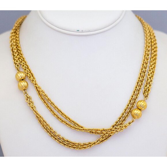 54 inch, Vintage Long Gold Tone Multi Chain Necklace by Monet - CA1 - Picture 2 of 3